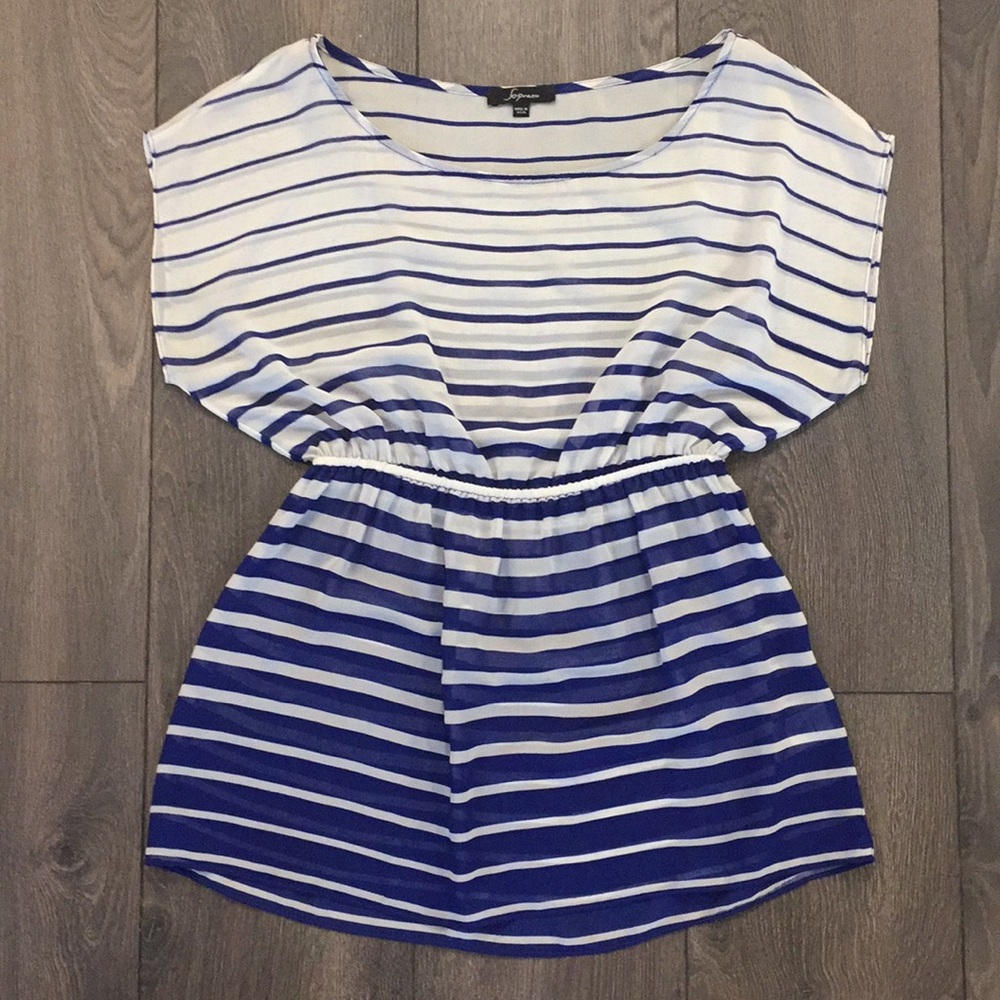 Blue and White Striped Top